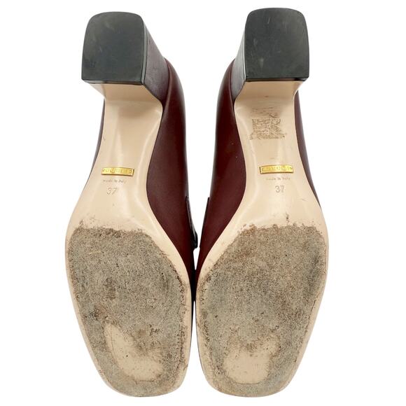 Gucci Zumi Interlocking GG Loafer Pumps EU 37 US 7 Bordeaux Burgundy Block Heel - Picture 10 of 15